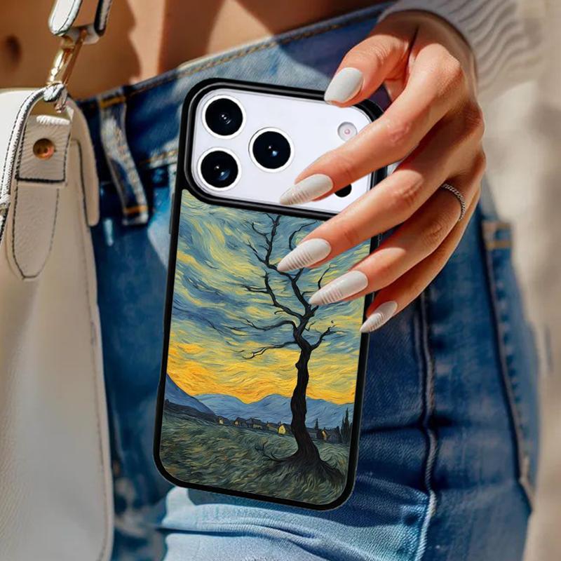 Paintings Starry Night Van Gogh Bumper Phone Case For iPhone 17 Air 14 15 13 12 Max Cover For Apple 16e 11 Pro Max Plus Coque
