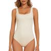 Women's Fashionable Seamless Ribbed Vest, Slimming Waist, Hip-Lifting, Shapely Round Neck Bodysuit, Shaping Suit