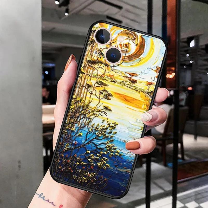 iPhone15 Mobile Phone Case Van Gogh Starry Night Mobile Phone Case Is Painted and Anti-drop for Anti-drop Mobile Phone Case.