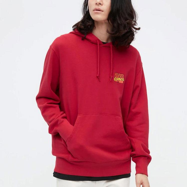 Uniqlo Letter Embroidered Loose Hooded Sweatshirt With Drawstring Unisex Sweatshirt 451846-16