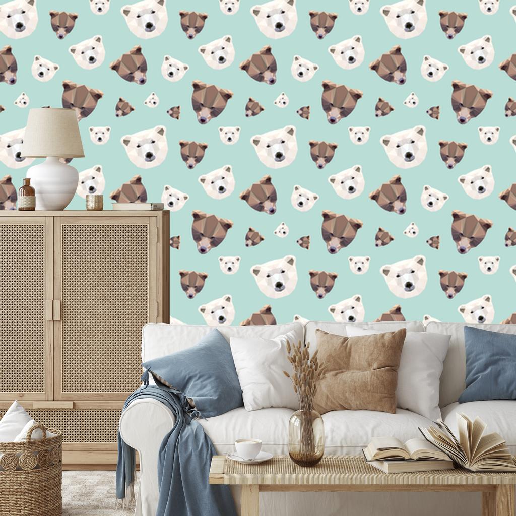 Geometric bears wallpaper for living room and bedroom 50x1000