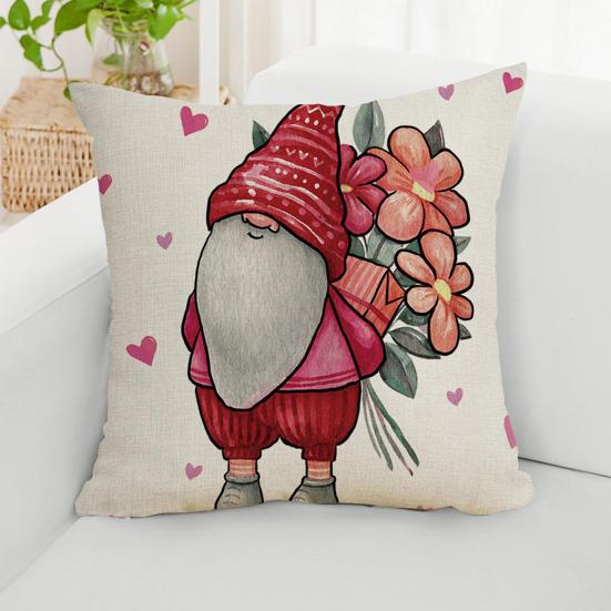 Valentine's Day Pillowcase Cute Love Heart Gnome Doll Pattern Red & White Color Sofa Cushion Cover Bedroom Car Square Pillow Shams Bedding Supplies