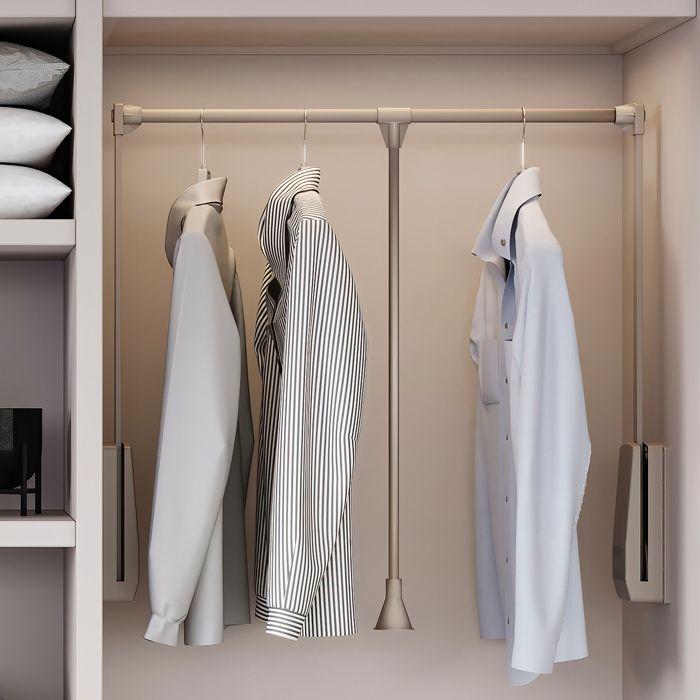 Emuca - Retractable Wardrobe Rail, Lift-up Rod, Fold-down Wardrobe for Cabinet, Adjustable Width