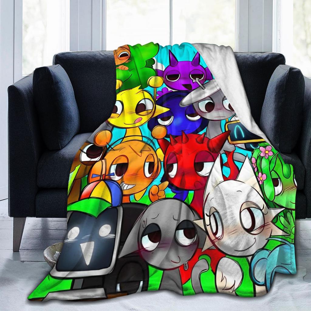 Coperte Gioco Sprunki Gioco di Mixaggio Musicale Pile Morbido Vintage Coperta da Divano per Casa Autunno/Inverno,
