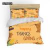Høst Takkedag Dynetrekk King Queen Tegneserie Oransje Gresskar Kalkun Sengetøy Sett Lønneblader Mykt Polyester Dynetrekk