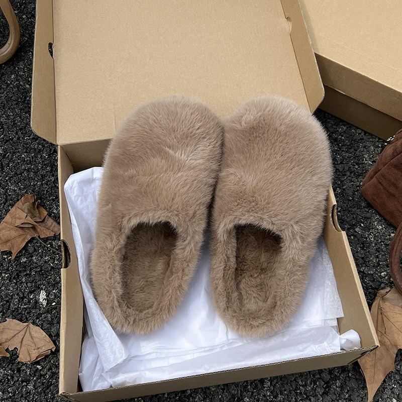 Mao Mao shoes women's outer wear 2025 new winter thick-soled plush warm furry one-pedal soft-soled maternity cotton shoes