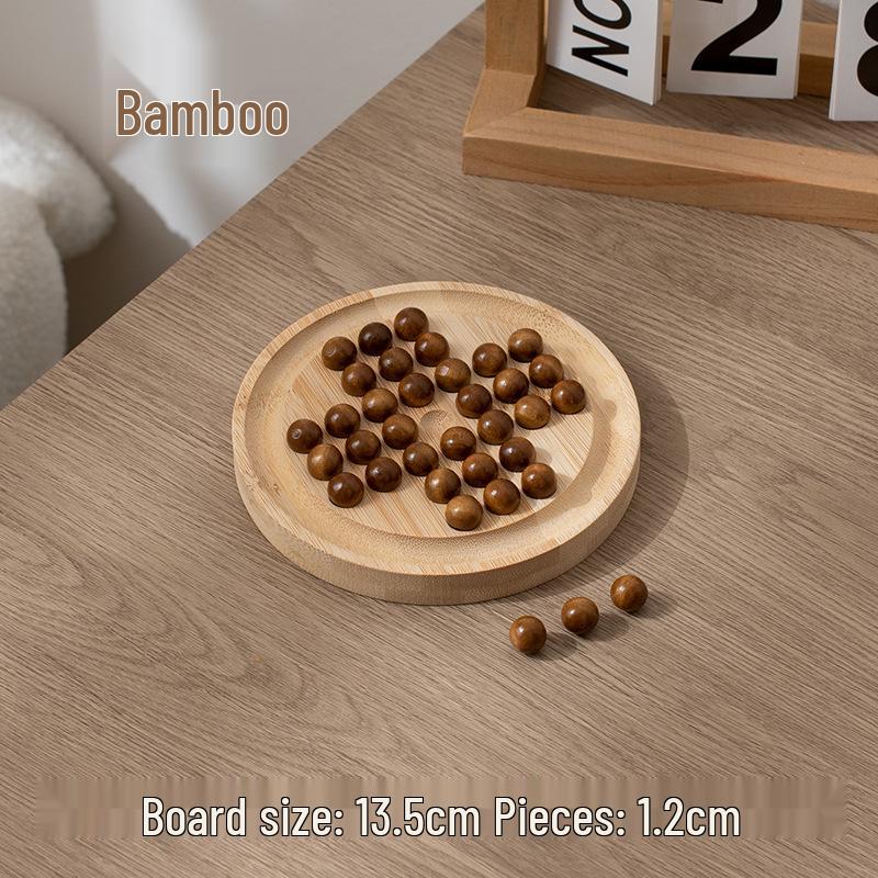 Wooden Peg Solitaire Educational Toy for Kids - Diamond Chess Game