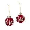 Wine Red Christmas Decorations with Soft-Looking Textured Finish, Gold Trim, and Hanging String for Holiday Tree and Porches