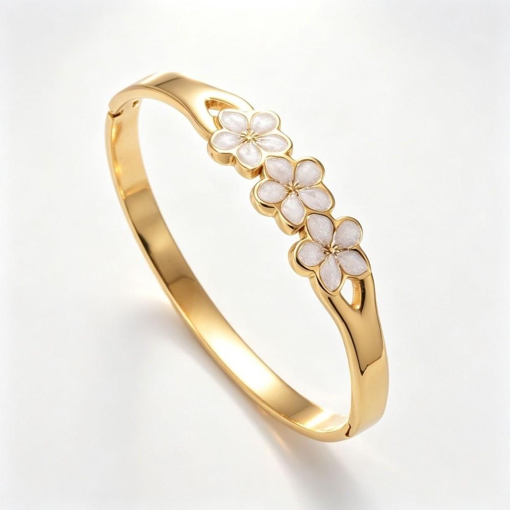 Enamel Design Gold Plated Bracelet Stainless Steel Women's Bracelet Women Daily Wear