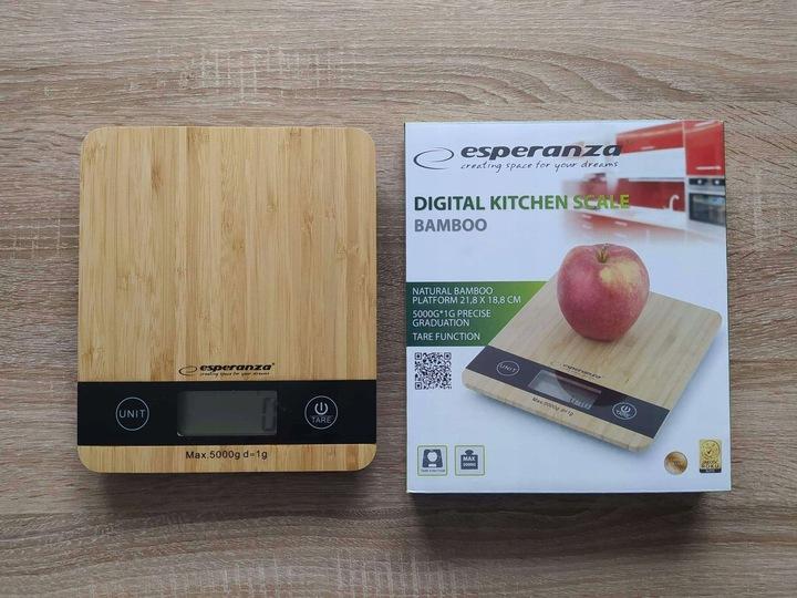 Waga Kuchenna Bambusowa Elektroniczna 5Kg Precyzyj
