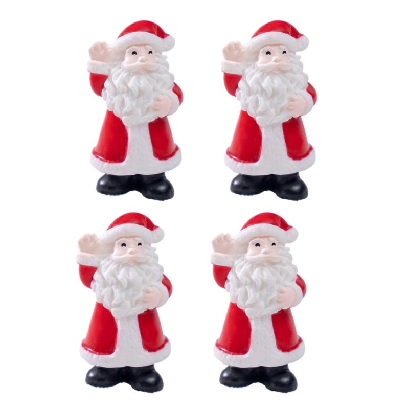 

4PCS Detailed Santa Decorations Resin Craft Festive Landscape Set Family Friendly Christmas Tree Accessories