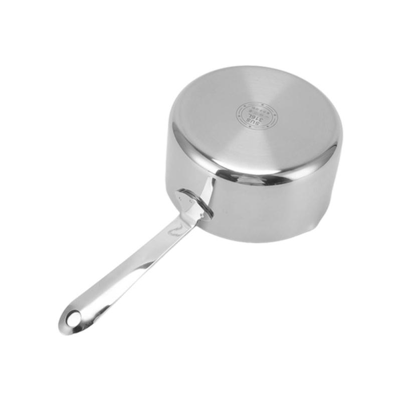Stainless Steel Butter Warmer Flat Bottom Milk Pot With Double Diversion Mouth Hanging Hole For Chocolate 350ML