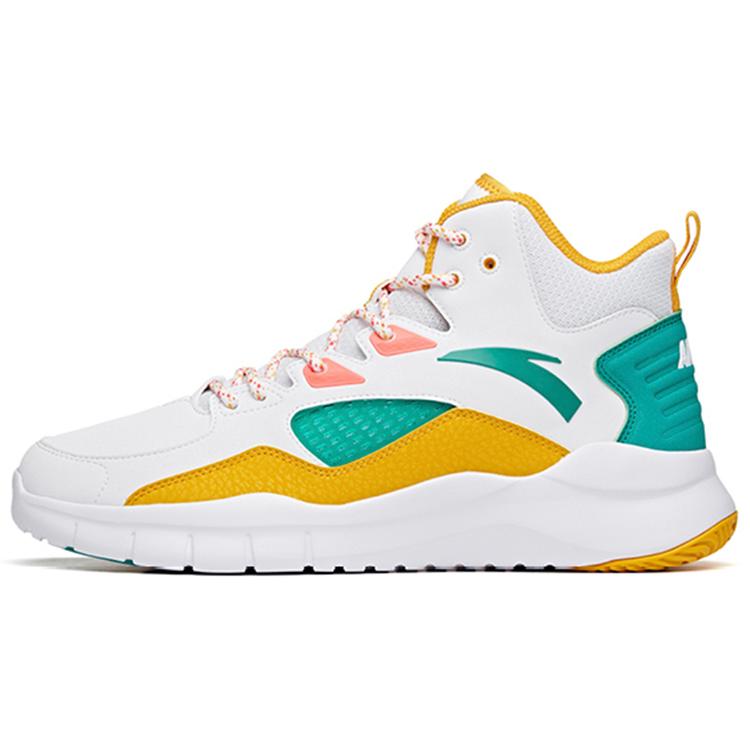 Anta Basketball Collection Cushioning Slip Resistant Mid top Vintage Basketball Shoes Men's White Yellow Green 91731132-11