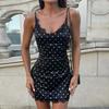 European and American Women's Clothing New Street Spice Fashion Polka Dot Printing Lace Splicing Suspender Dress Women