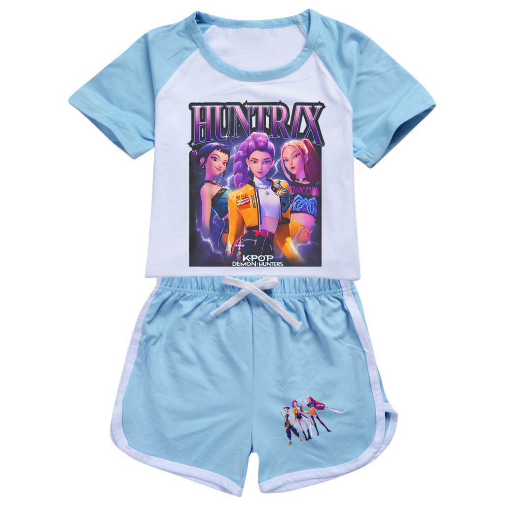 5029 Kids Girls POP Rumi Zoey Mira Print T-shirt Shorts Sport Tracksuit Clothes Set