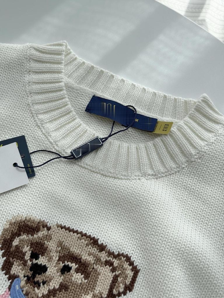 Little Bear Embroidered Cotton Knit Sweater - Women's Autumn/Winter 2025 Collection