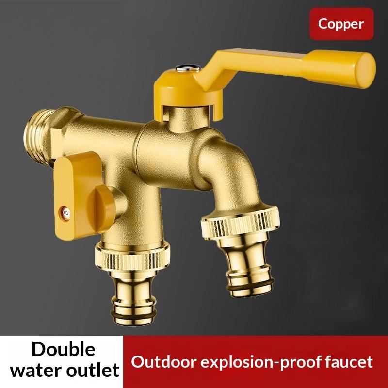 

Outdoor Garden Water Faucet Dual Outlet Zinc Alloy Freeze Proof 2 Way Tap for Frost Protection Landscaping Lawn Use