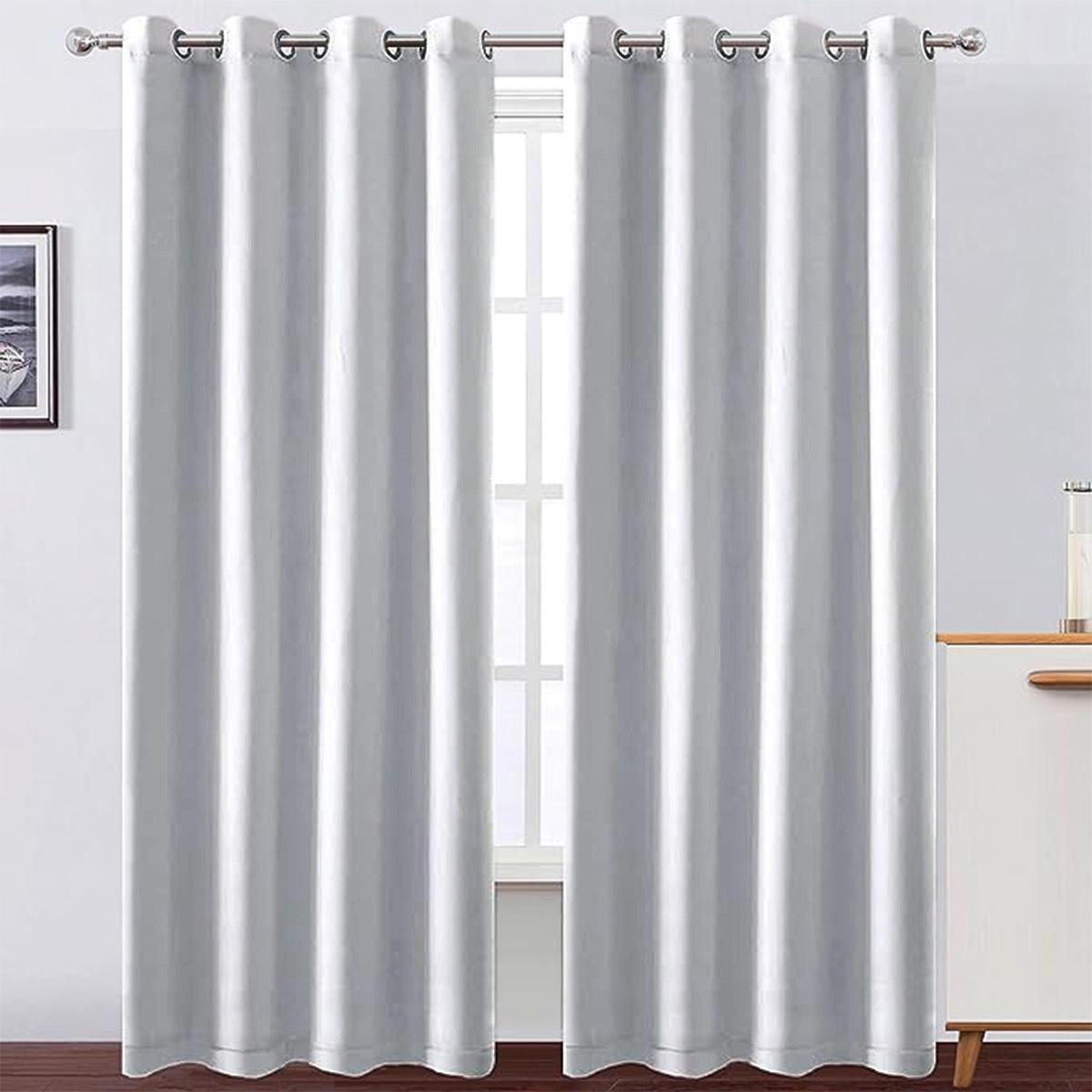 

100% затемняющие шторы белые с черной подкладкой, термоизоляционные шторы для гостиной, шумопоглощающие шторы W132XL244cm&Grommet Top