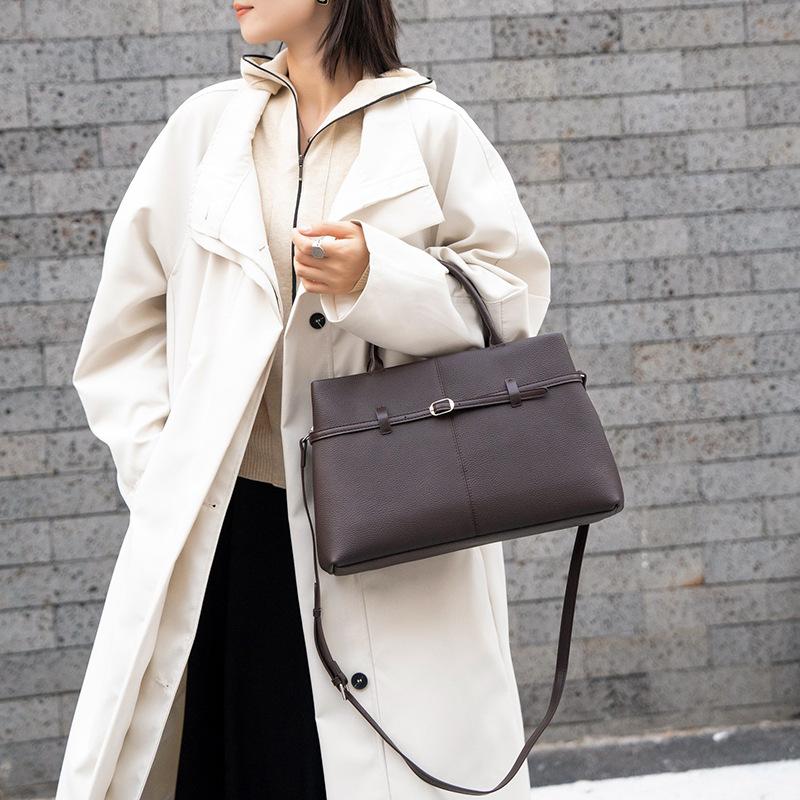 Cowhide Crossbody Shoulder Large Capacity Leather Handbag To Work Commuter Women's Bag Versatile Tote Bag