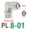 PL8-02 Rotatable Elbow Male Thread PL6-01/03 Pneumatic Full Brass Push-in Air Hose Universal Fittings