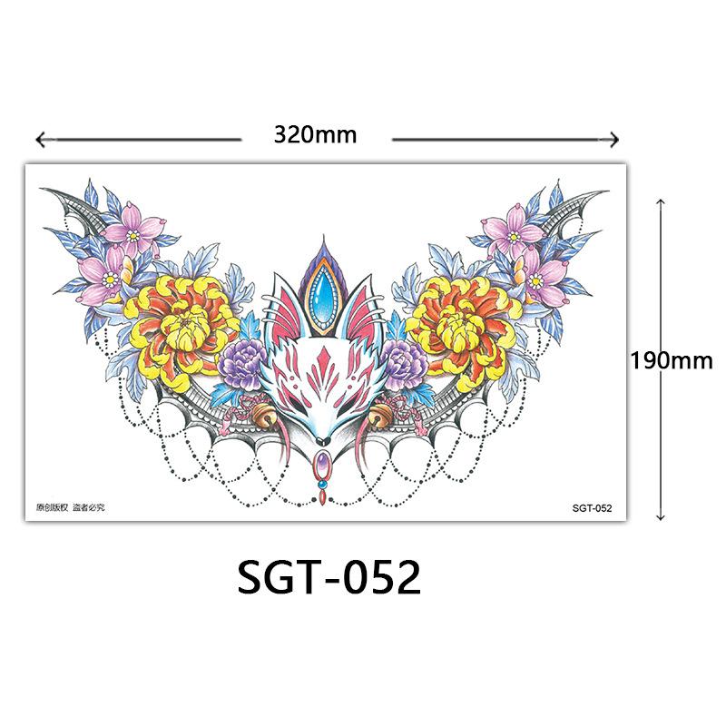 Flower Chest Tattoo Sticker, Chest Tattoo Sticker, Color Half Nail Large Picture Tattoo Sticker