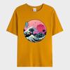 Camiseta Masculina de Verão Ondas do Pôr do Sol no Japão Camiseta Estampada Moda 100% Algodão Manga Curta Camiseta Oversized Roupas Masculinas