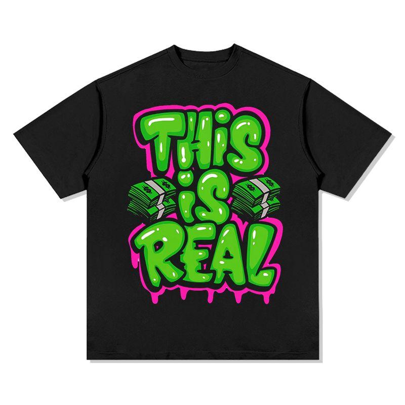 

American Street Style Graffiti Letter Printing Short-sleeved T-shirt Summer Ins Trendy Top 3XL