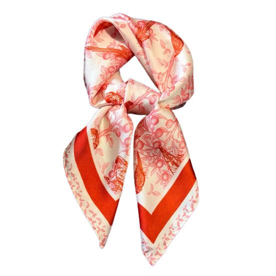 

Silky Scarf Flower Printing Smooth Texture Wrinkle-Resistant Windproof Neck Scarf Commuting Travel Business Layering Neck Accessory червоний