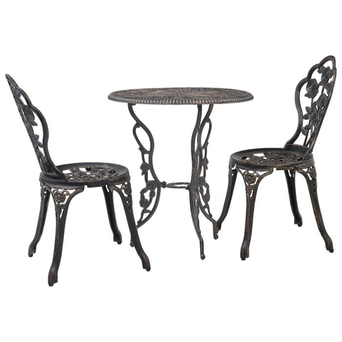 Ensemble de bistro - vidaXL - 47858 - Aluminium coulé - 1 table et 2 chaises - Design élégant