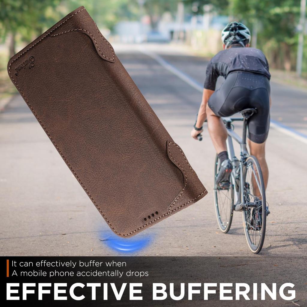 iPhone 17 Pro/Samsung Magnetic Leather Flip Case with Wireless Charging, Card Slot, and Stand