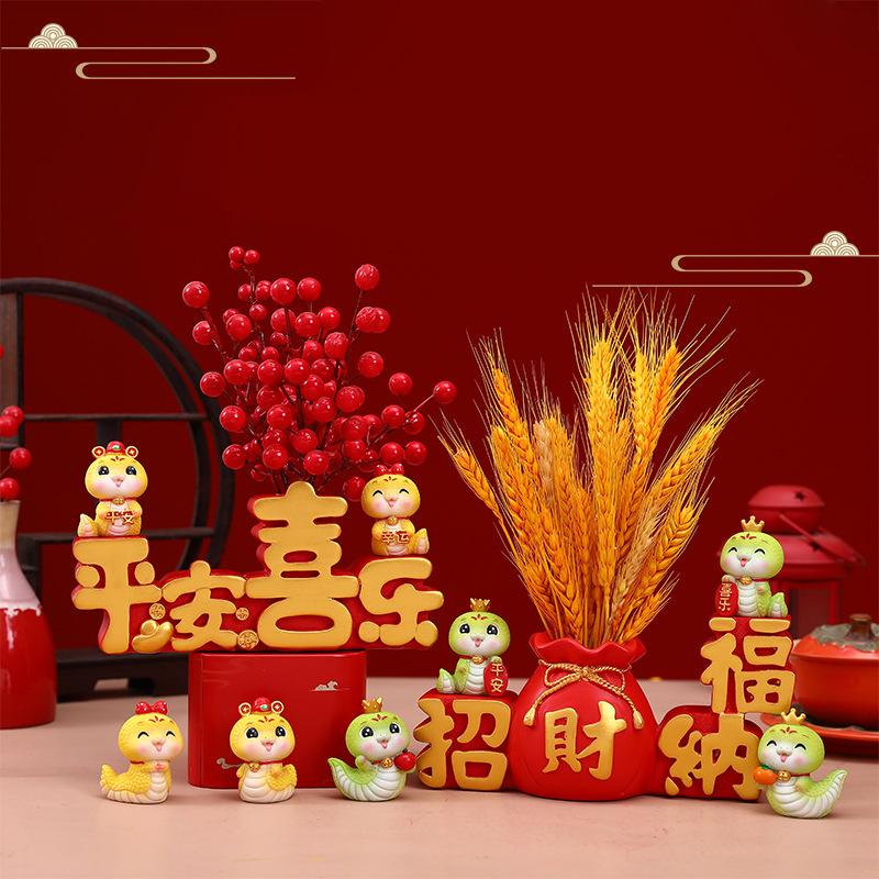 Chinese Spring Festival Ornament Cartoon Snake Statue Figurine Ornament Merry Christmas Decoration 2025 New Year Home Decoration
