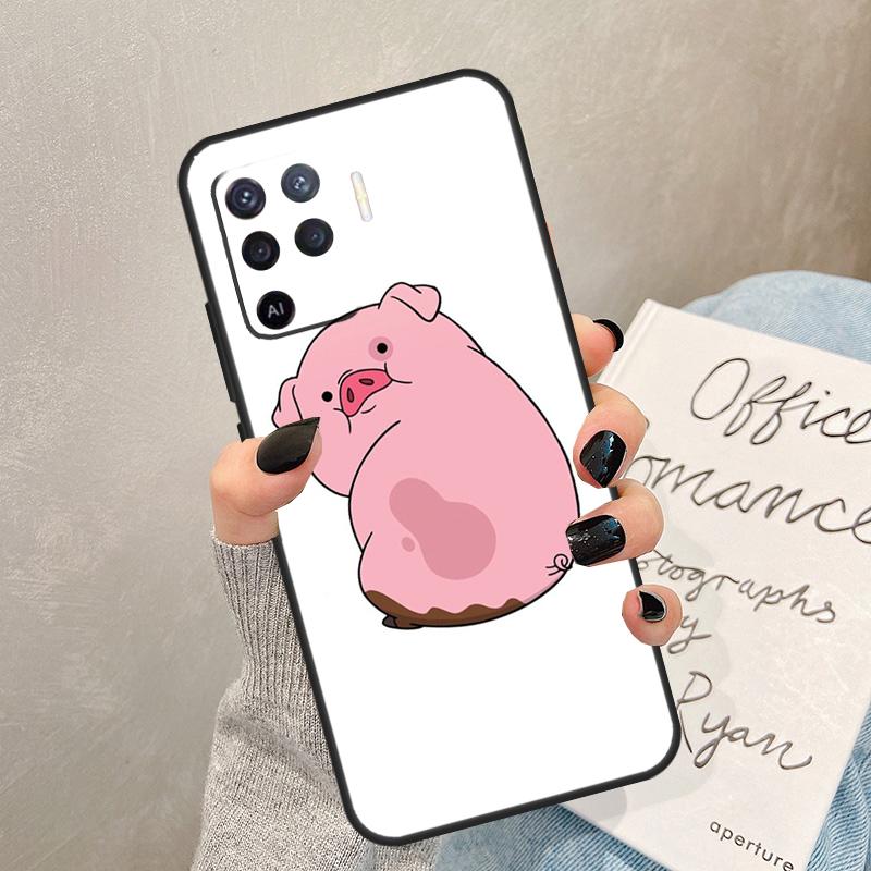 Cute PINK Kawai Pig Case For Oppo A40 A60 A80 A78 A38 A18 A98 A58 A96 A76 A16 A94 A74 A54 A15 A17 A57 A77 A5 Pro