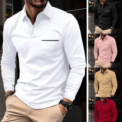 Polo Printemps et Automne Grande Taille Bouton Poche Polo de Sport pour Homme Grande Taille Polo