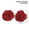Exaggerated Big Rose Flower Earrings for Women Vintage Elegant Fabric Florals Ear Stud Earring Summer Holiday Beach Jewelry