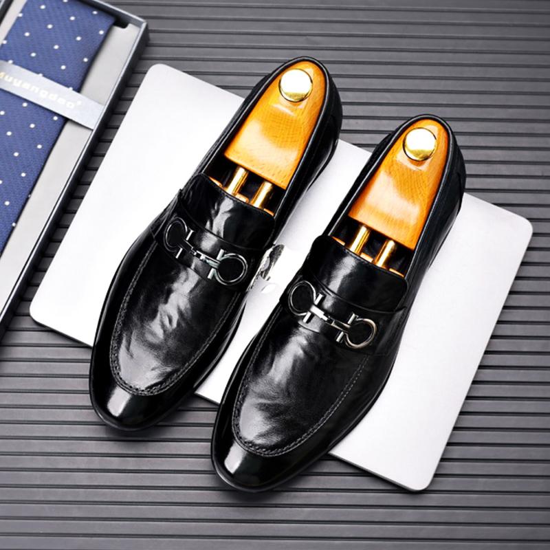 Fashion Four Seasons Men's Leather Shoes Classic Business Versatile Style Formal Party Daily Office Black Elegant Adult Flat Loafer