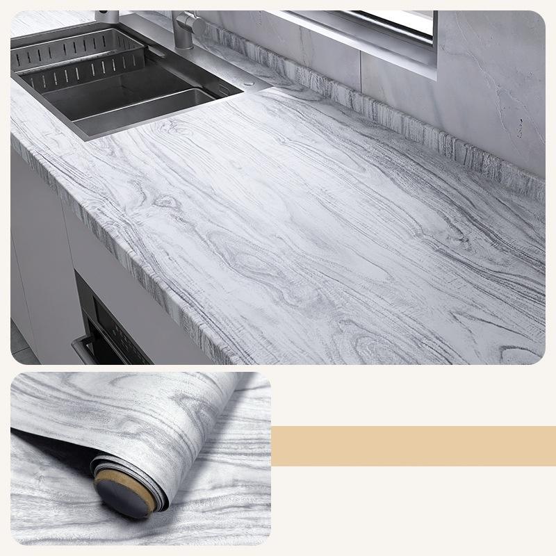 

1Roll 5m/196.85in Wood Grain Cabinet Self-adhesive Wall Stickers Flame Retardant Waterproof Kitchen Anti-smoke Protective Film 5mX40cm