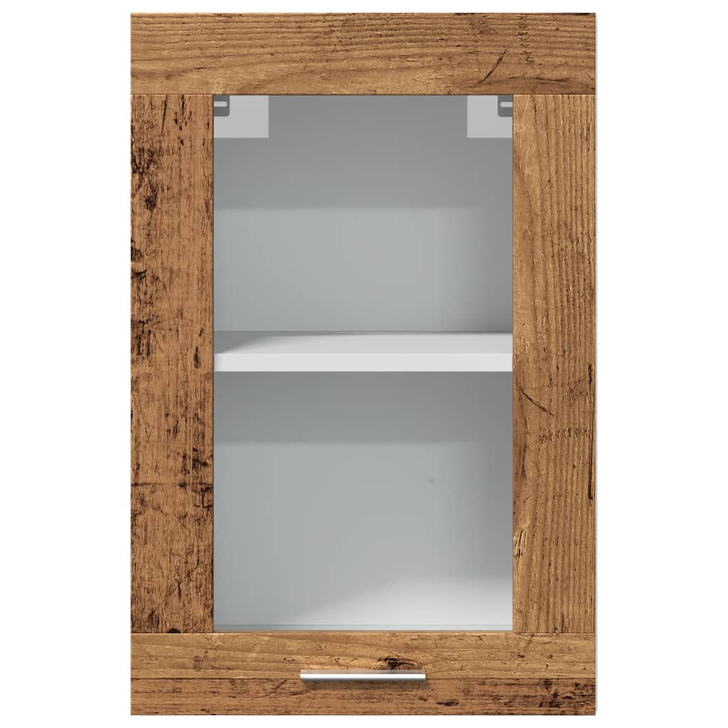 Lyon Wall Mounted Cabinet with Glass Door Vintage Wood Effect 40 x 31 x 60 cm Particleboard