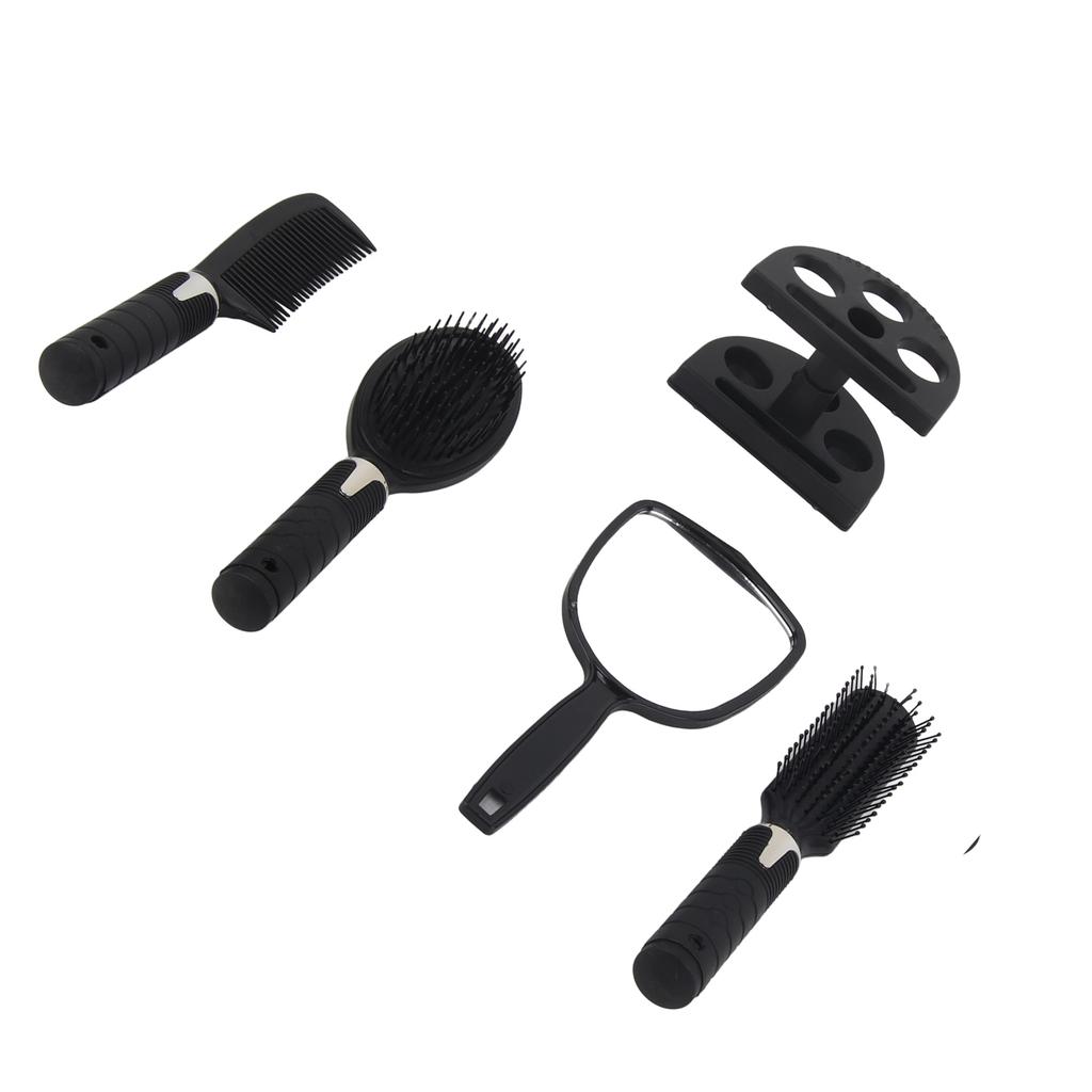 5PCS/Set Hair Comb Set Anti Static Hair Brush Black Mirror Comb Set Non Slip Handle Styling Comb Kit