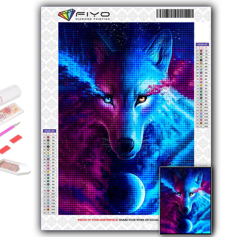 Popular 5D Diy Cross Stitch Animal Wolf Painting Full Drill Cross-Stitch Crafts Kit Wall Sticker Home Decor