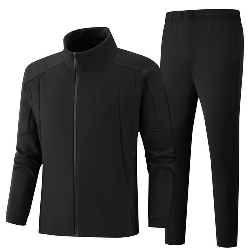 Men's Cotton Winter Sports Suit: Jacket & Trousers Two-Piece Casual Set