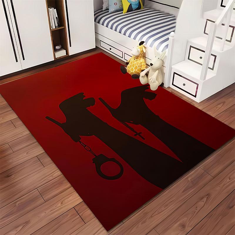 Silhouette Hands Red Background suitable as a non-slip mat for the living room or bedroom sofa