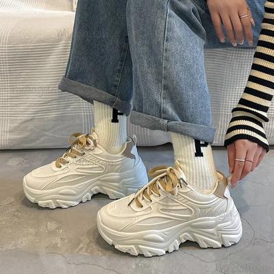 Spring Autumn Women Platform Sneakers Casual Mesh Breathable Vulcanize Shoes Female Mixed Color Thick Bottom Sport Tenis Shoes