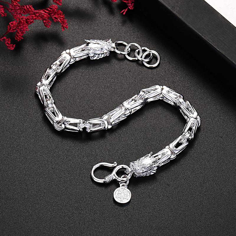 New 925 Silver Original Dragon Head Chain Bracelets for Men's Fashion Jewelry Party Wedding Accessories Holidays Gifts