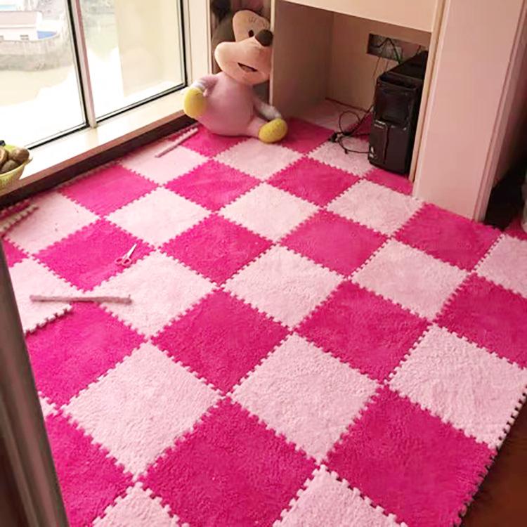 30*30cm Plush Eva Foam Spliced Thickened Floor Mat Floor Cushion Baby Crawl Mat Absorbent Dirt Resistant Jigsaw Non-slip Carpet