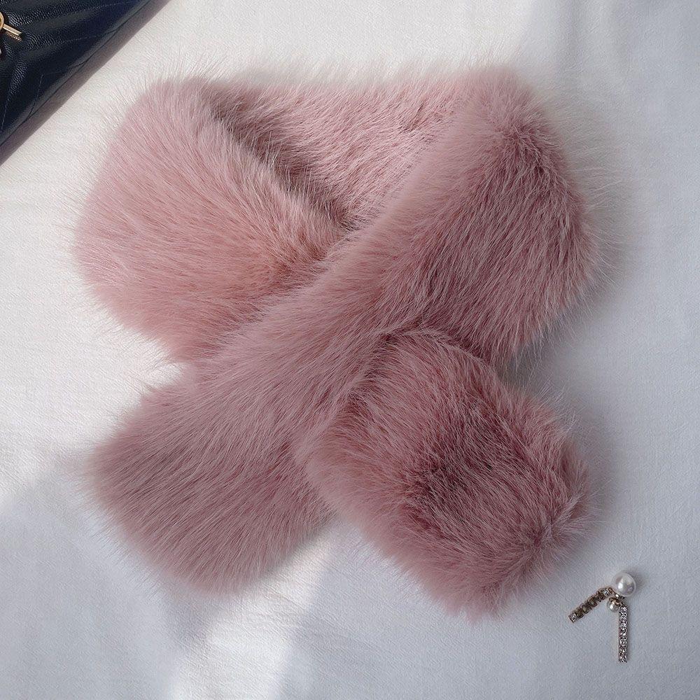 Solid Color Versatile Imitation Mink Fur Fashion Commuter Style Fur Collar Scarf for Women Light Luxury Furry Simple Scarf