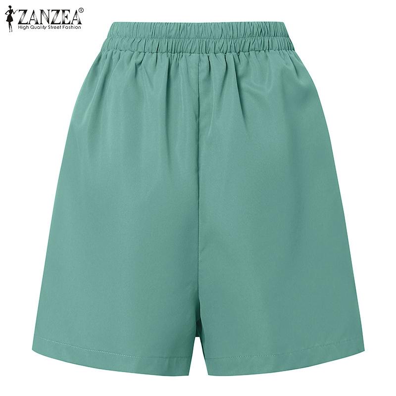 ZANZEA Damen-Shorts, lässig, elastische Taille, lockere Sommer-Shorts