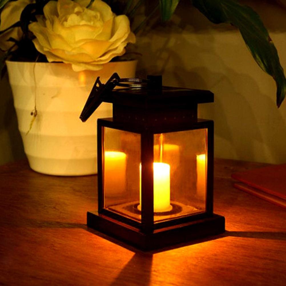 LED Outdoor Solar Lantern Garden Hanging Solar Lamp with Decorative Candle Solar Lamps Waterproof Decorative Lights
