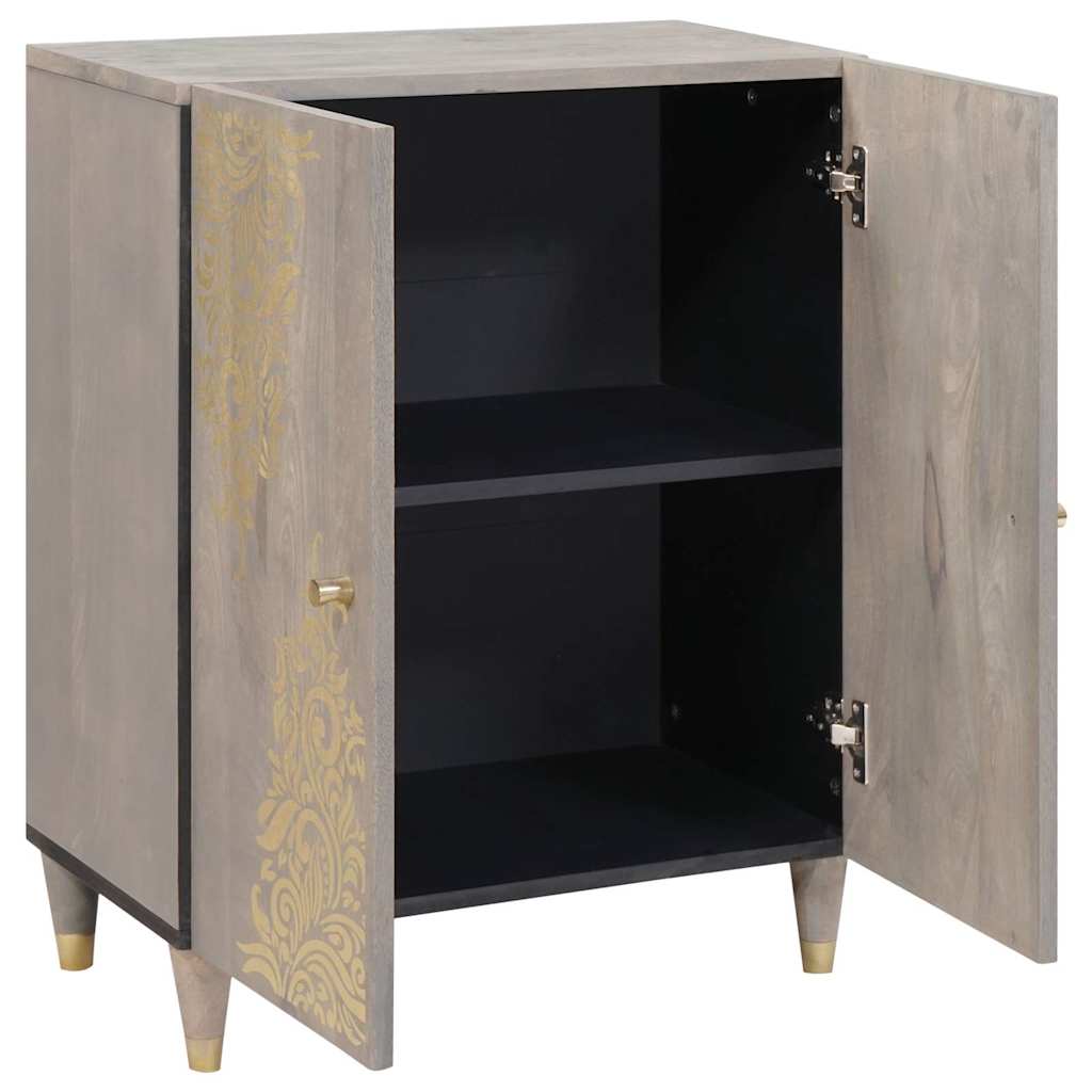 Sideboard Gray and Gold 60 x 33 x 75 cm Solid Mango Wood