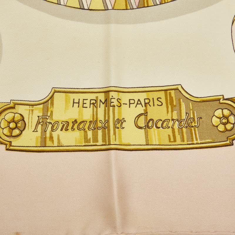 [USED]Hermes Carre 90 Frontaux et Cocardes Rosette Large Pink Multicolor HERMES Scarf, Size, Silk, Women's, [Pre-owned]