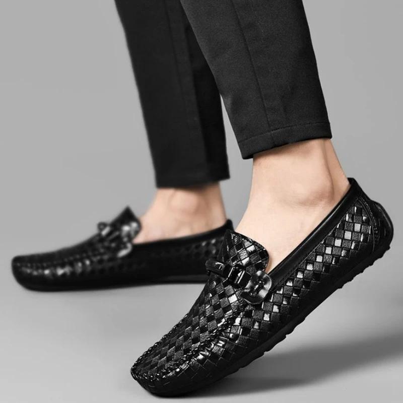 Men's Leather Shoes Thick Sole Male Casual Shoe Non Slip and Waterproof Platform Round Toe Common Low Price Legitimate Social Pu